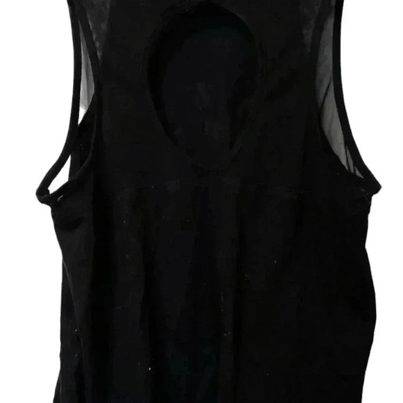 Ladies And Juniors Black Tank Shirt With Netting By Justice Active - Picture 4 of 6